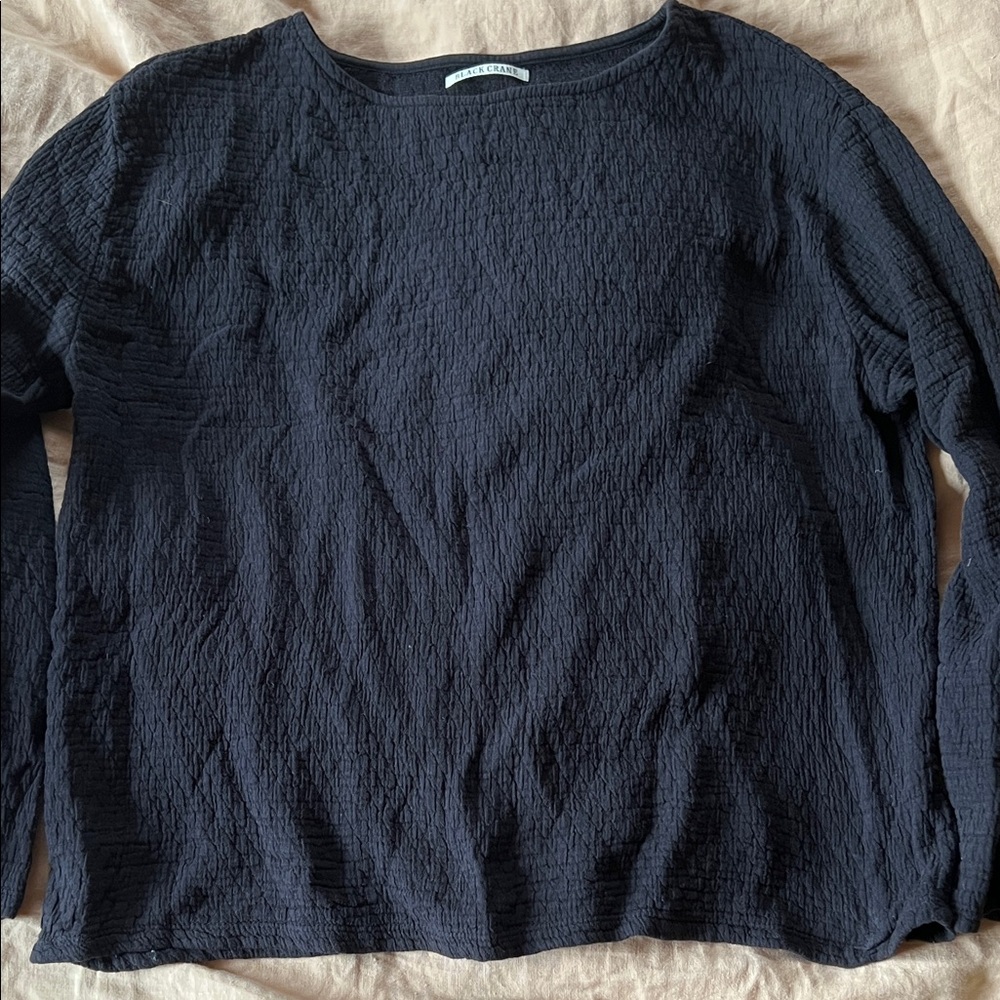 Black crane quilted top, black, women’s small